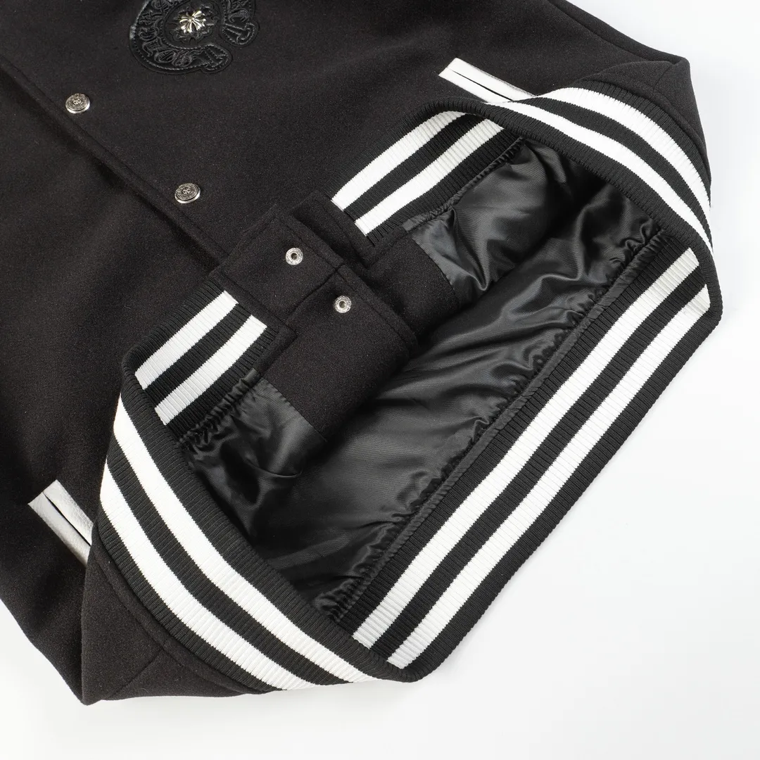 P390 Chrome hearts Classic horseshoe style embroidered leather baseball jersey - One-to-one restoration of heavy industry hardware accessories - Laser burning process - Dragon and Phoenix nylon with pebbled hand sleeves M L XL XXL